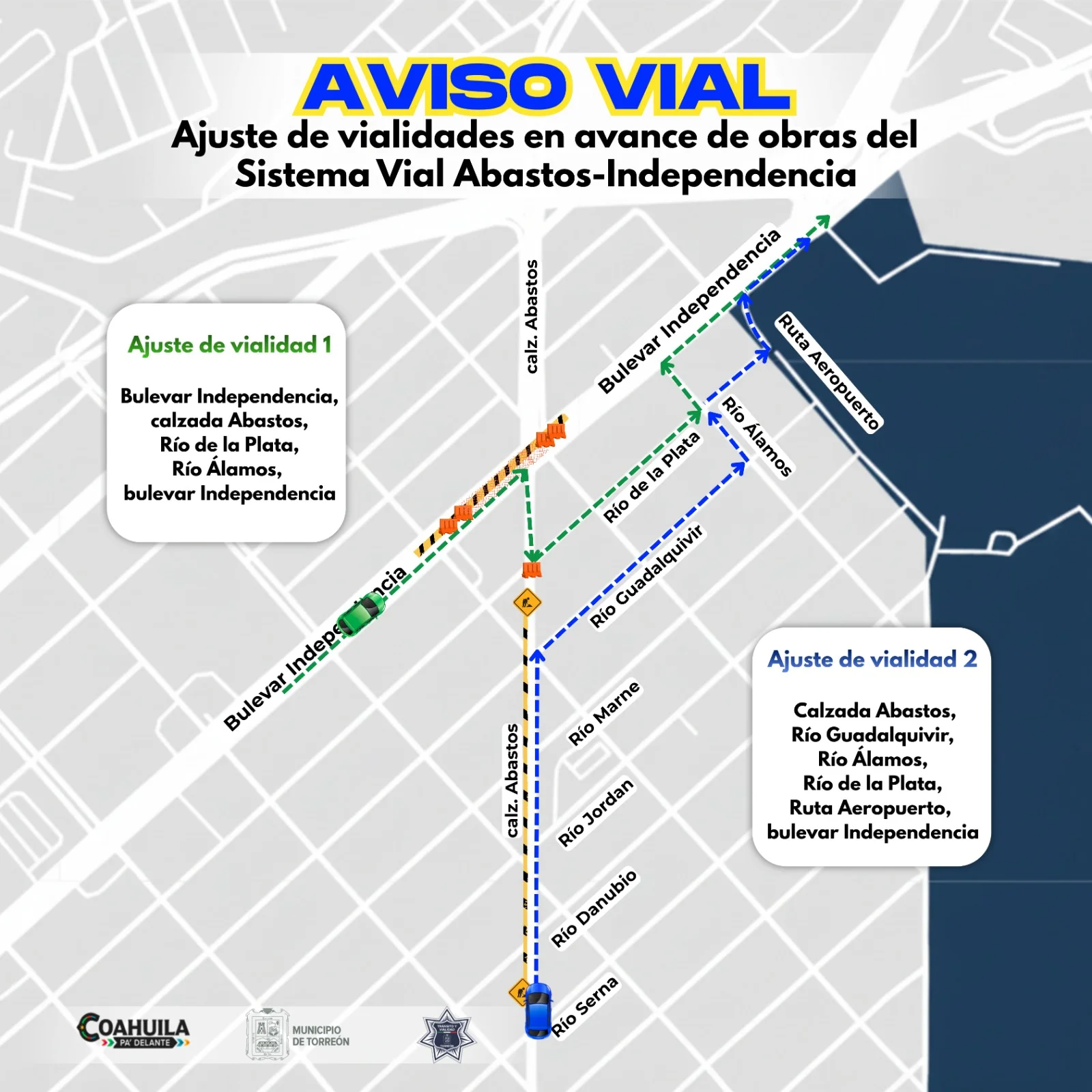 Anuncian ajustes temporales de vialidades por avances en la obra del Sistema Vial Abastos- Independencia